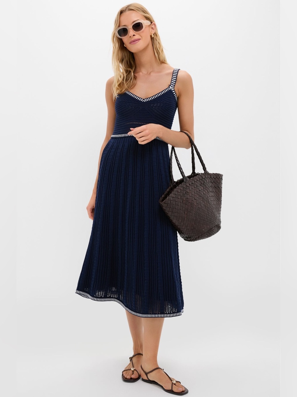 HYACINTH HOUSE NWT SIZE M
Navy with White Trim Knit Anne Midi